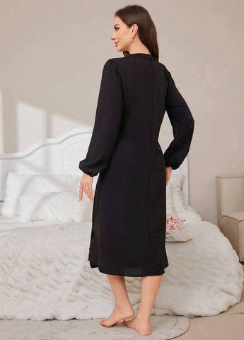 Чорна домашній сукня на запах SHEIN однотонна
