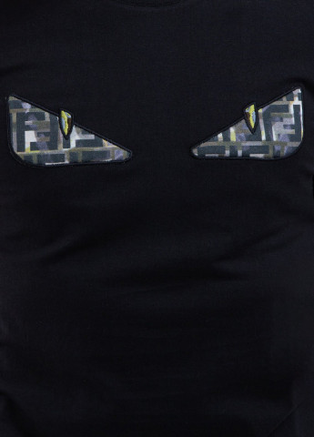 Чорна чорна футболка з нашивками Fendi
