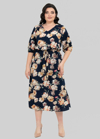 Комбинированное кэжуал платье клеш A'll Posa с цветочным принтом