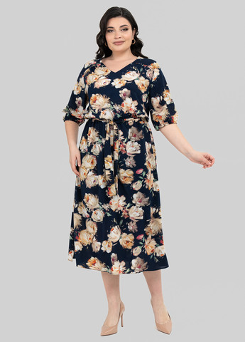 Комбинированное кэжуал платье клеш A'll Posa с цветочным принтом