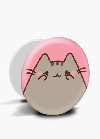 Попсокет (Popsockets) тримач для смартфону Кот Пушин (Pusheen Cat) (8754-2853) Чорний MobiPrint (221548584)