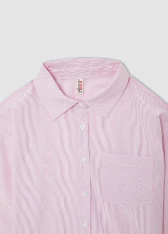 Светло-розовая кэжуал рубашка однотонная DeFacto