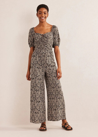 Комбинезон Boden комбинезон-брюки цветочный чёрно-белого кэжуал вискоза