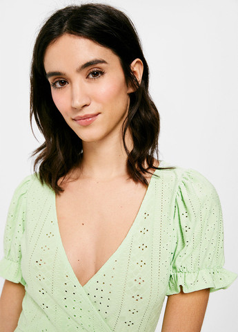 Зеленое кэжуал платье на запах Springfield однотонное