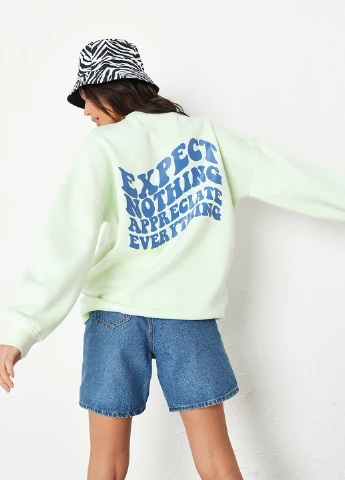 М'ятний світшот Missguided напис без декору (261410968)