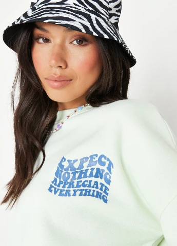 М'ятний світшот Missguided напис без декору (261410968)
