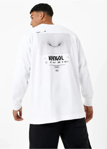 Лонгслів Kangol напис білий кежуали трикотаж, бавовна