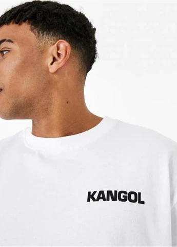 Лонгслів Kangol напис білий кежуали трикотаж, бавовна