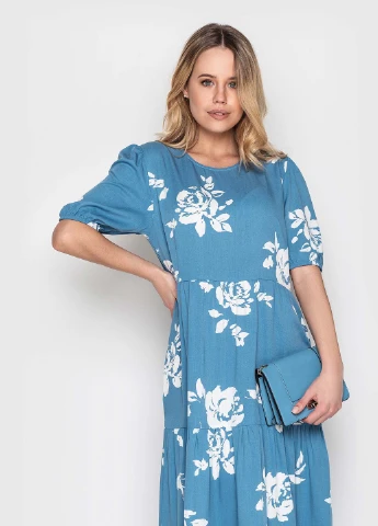 Блакитна кежуал сукня дзвін BeART троянди