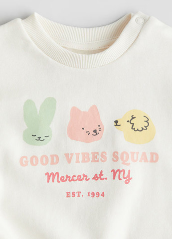 Кремовый свитшот H&M рисунок без декора (366117027)