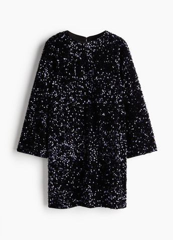 Темно-синее праздничный, коктейльное, вечернее платье а-силуэт H&M однотонное