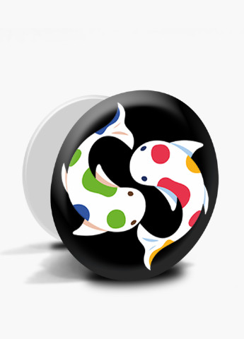 Попсокет (Popsockets) тримач для смартфону Рибка китайська Короп Коі (Koi) (8754-1796) Чорний MobiPrint (216836568)