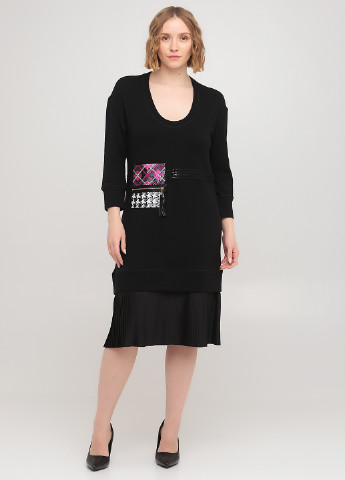 Черное кэжуал платье платье-свитер VDP однотонное