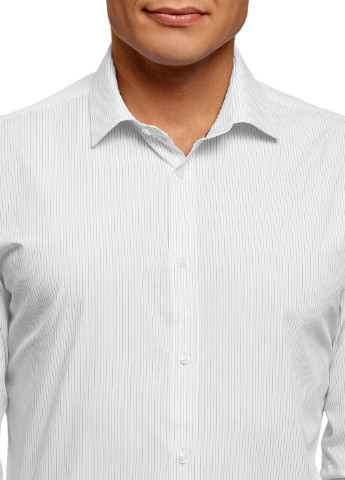 Белая кэжуал рубашка в полоску Oodji