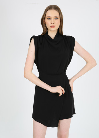 Комбинезон Casalini комбинезон-шорты однотонный чёрный кэжуал вискоза