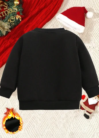 Чорний світшот SHEIN новорічний без декору (346756147)