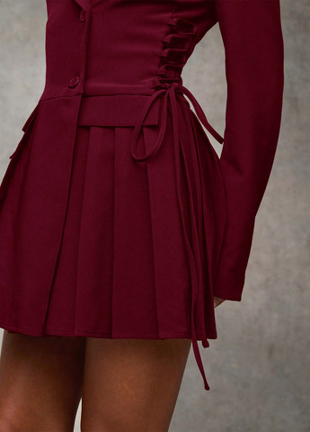 Бордова кежуал сукня сукня-жакет, плісована SHEIN однотонна