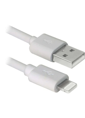 Дата кабель (87479) Defender USB 2.0 AM to Lightning 1.0m ACH01-03BH white (239382939)