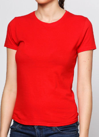 Красная летняя футболка B&C