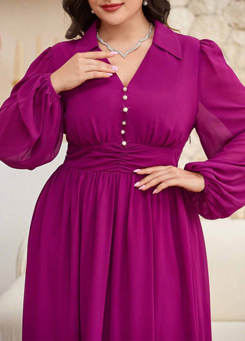 Фуксиновое (цвета Фуксия) кэжуал платье а-силуэт SHEIN однотонное