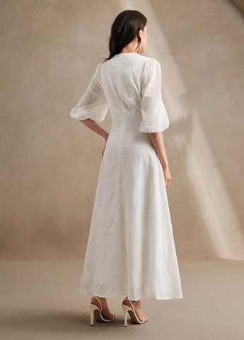 Белое кэжуал платье а-силуэт SHEIN однотонное