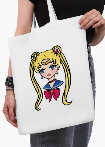 Эко сумка шоппер белая Сейлор Мун (Sailor Moon) (9227-2926-WT-2) экосумка шопер 41*35 см MobiPrint (224806089)