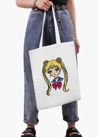 Эко сумка шоппер белая Сейлор Мун (Sailor Moon) (9227-2926-WT-2) экосумка шопер 41*35 см MobiPrint (224806089)