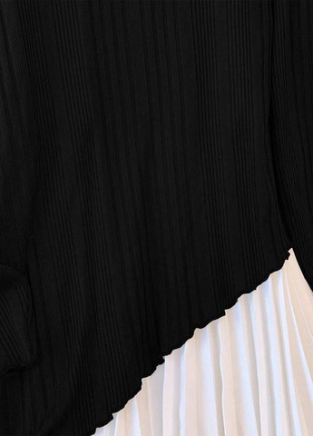 Черно-белое кэжуал платье плиссированное SHEIN колор блок