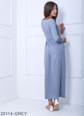 Сіра кежуал яскраве літнє плаття-максі з рукавом три чверті delise Podium однотонна