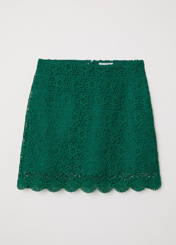 Зеленая кэжуал юбка H&M а-силуэта (трапеция)