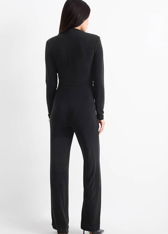 Комбінезон C&A комбінезон-брюки однотонний чорний вечірній поліамід