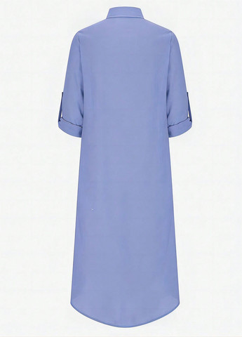 Синее кэжуал платье рубашка SHEIN однотонное