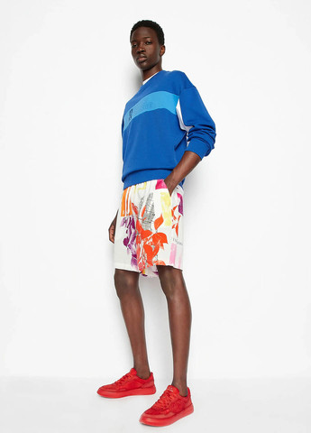 Синий свитшот Armani Exchange полоска без декора (365688618)