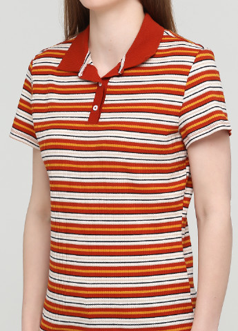 Терракотовая женская футболка-поло C&A в полоску