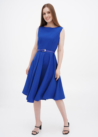 Синее кэжуал платье клеш Rebecca Tatti однотонное
