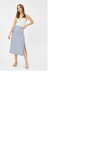 Голубая кэжуал в полоску юбка KOTON а-силуэта (трапеция)