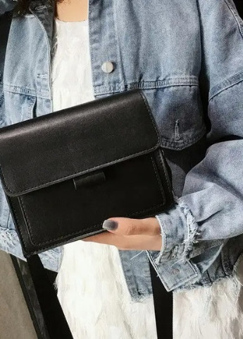 Женская классическая сумка кросс-боди на широком ремешке черная No Brand (253016845)