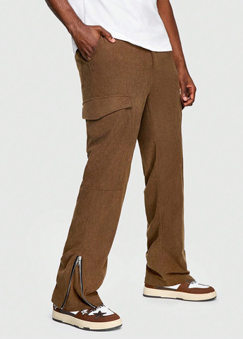 Кофейные кэжуал демисезонные карго брюки SHEIN