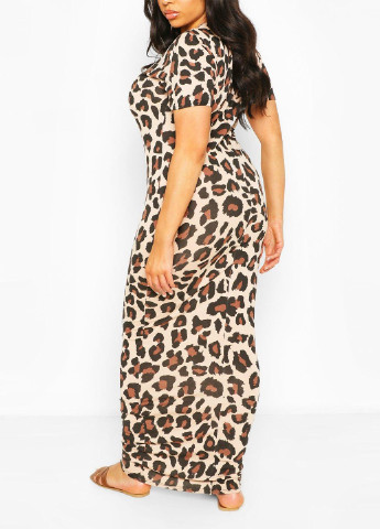 Коричневое кэжуал платье для беременных Boohoo леопардовый
