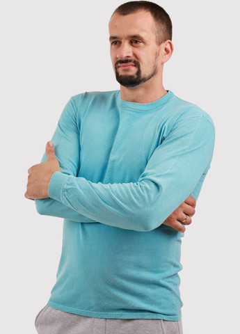 Голубой демисезонный кэжуал лонгслив Blue 84 однотонный