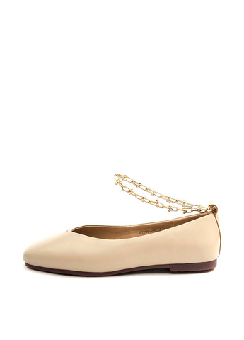 Женские балетки Anna Lucci | бежевые однотонные цепочки натуральная кожа (347644757)