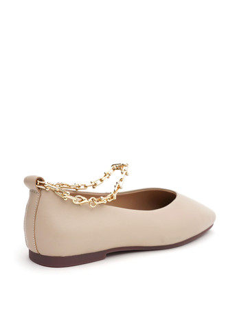 Женские балетки Anna Lucci | бежевые однотонные цепочки натуральная кожа (347644757)