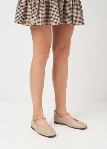 Женские балетки Anna Lucci | бежевые однотонные цепочки натуральная кожа (347644757)