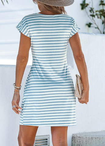 Блакитна кежуал сукня SHEIN в смужку