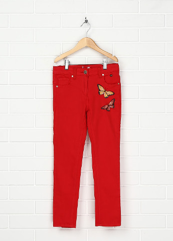Красные демисезонные зауженные джинсы De Salitto