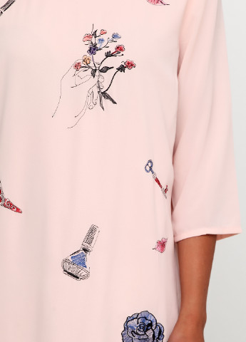 Персиковое кэжуал платье Andy Warhol с рисунком