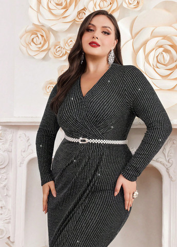 Чорна святковий, вечірня сукня футляр SHEIN в смужку