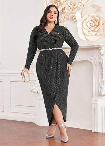 Чорна святковий, вечірня сукня футляр SHEIN в смужку