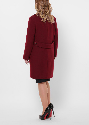 Бордовое демисезонное Пальто из кашемира однобортное Шикарные меха