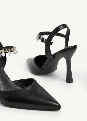 SHEIN Туфлі анкл страп чорний з штучна шкіра, китай — демісезон (366512249)